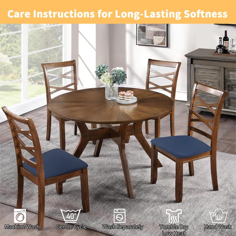 Gute Chair Seat Covers, Dining Room Chair Seat Covers with Ties, Stretch Solid Chair Covers Protectors for Dining Room Kitchen Chairs (6 Pcs, Navy Blue) - Image 5
